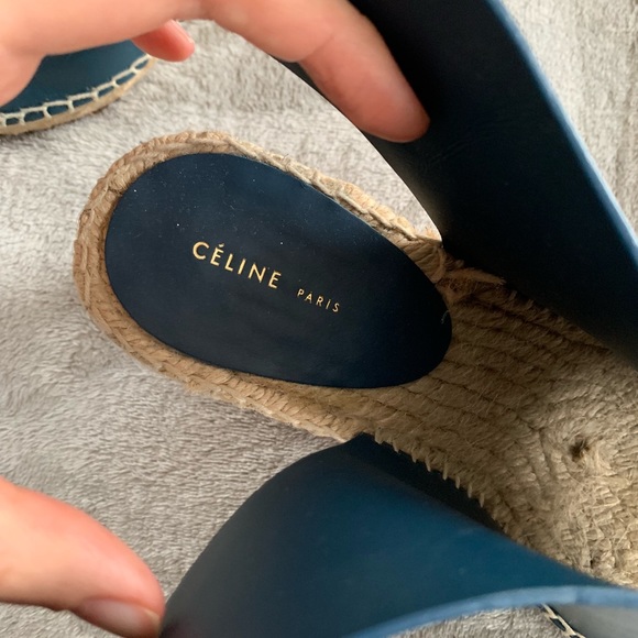 Celine Teal Peep Toe Wedges - Picture 5 of 6